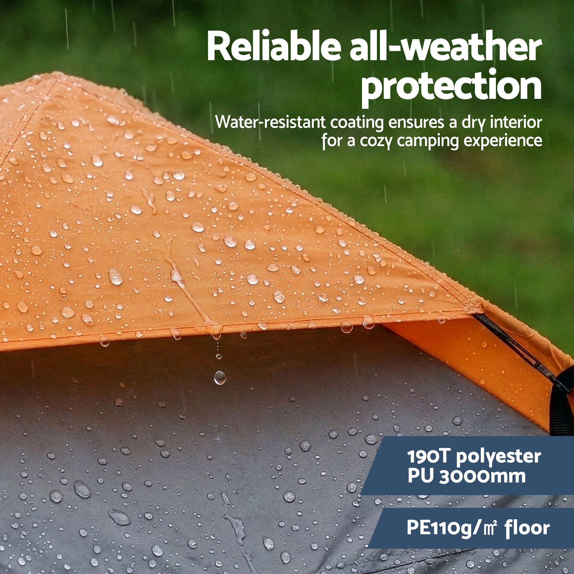 2 Person Instant Pop Up Camping Tent Waterproof for Hiking & Beach - Grey & Orange - Outdoor Recreation > Camping > Tents - Rivercity House & Home Co. (ABN 18 642 972 209) - Affordable Modern Furniture Australia