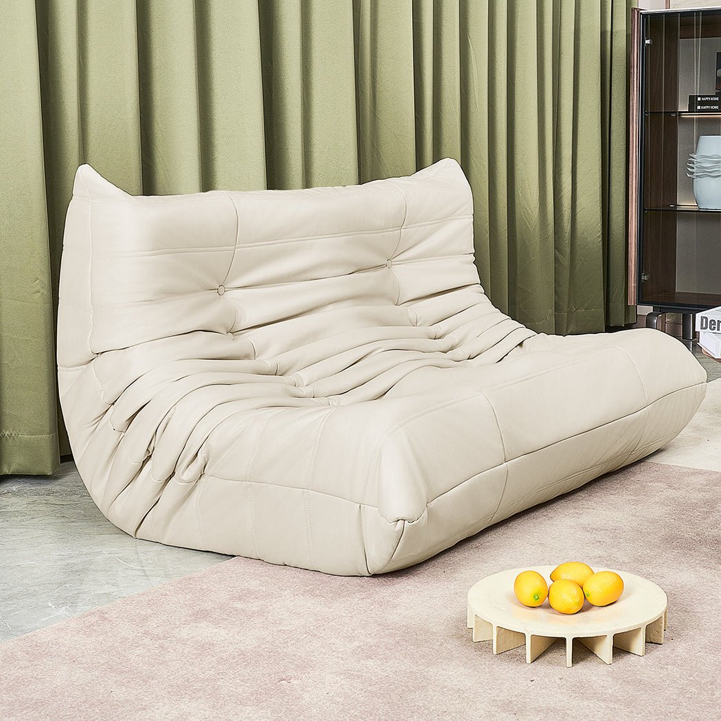 2 - Seater Caterpillar Floor Sofa Lounge - Beige - Rivercity House & Home Co. (ABN 18 642 972 209) - Affordable Modern Furniture Australia