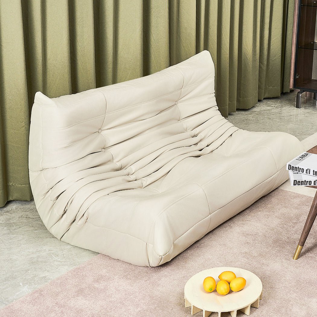 2 - Seater Caterpillar Floor Sofa Lounge - Beige - Rivercity House & Home Co. (ABN 18 642 972 209) - Affordable Modern Furniture Australia