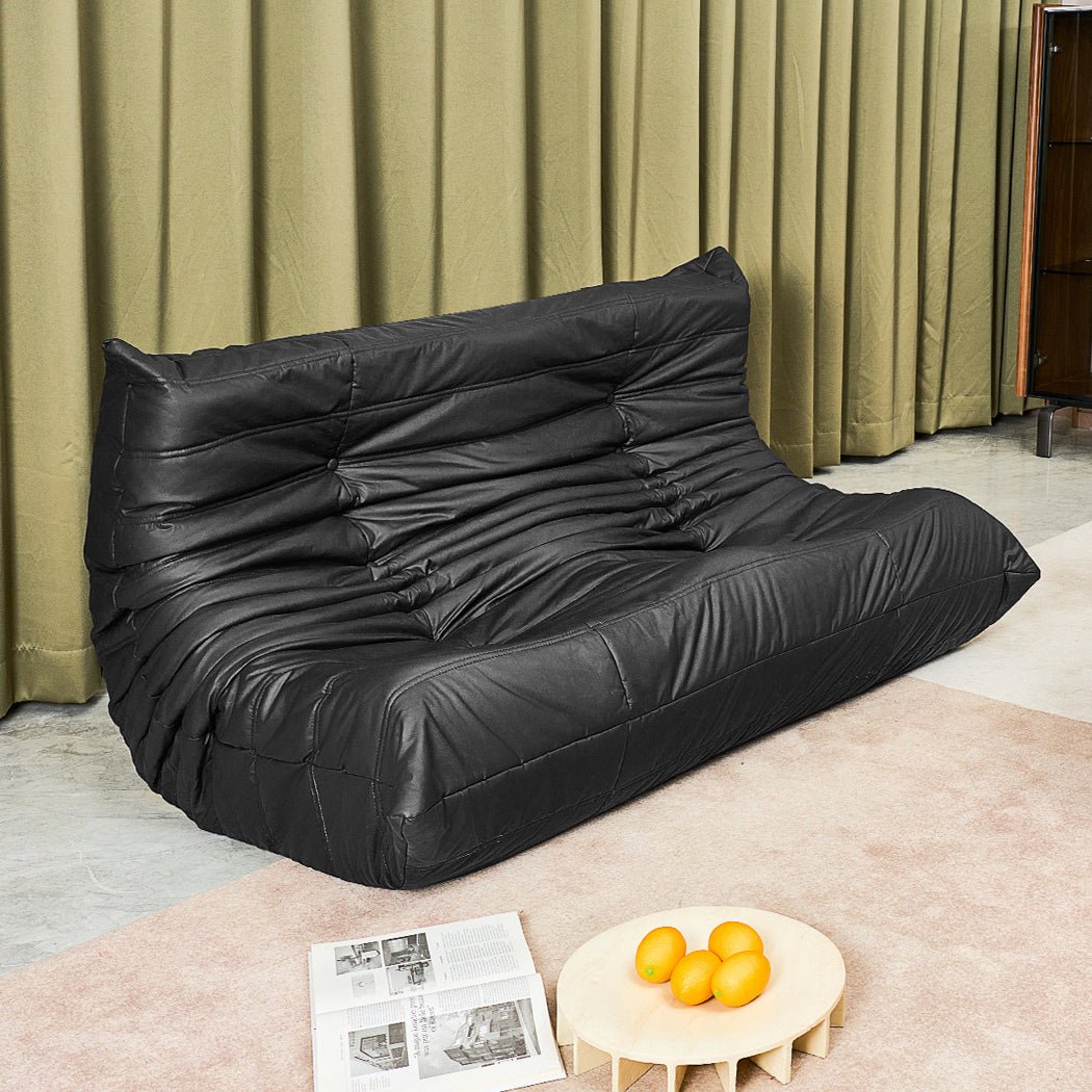2 - Seater Caterpillar Floor Sofa Lounge - Black - Rivercity House & Home Co. (ABN 18 642 972 209) - Affordable Modern Furniture Australia