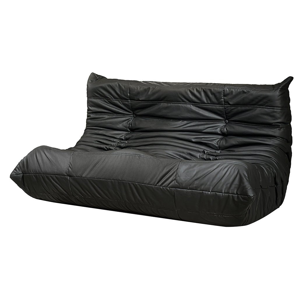 2 - Seater Caterpillar Floor Sofa Lounge - Black - Rivercity House & Home Co. (ABN 18 642 972 209) - Affordable Modern Furniture Australia