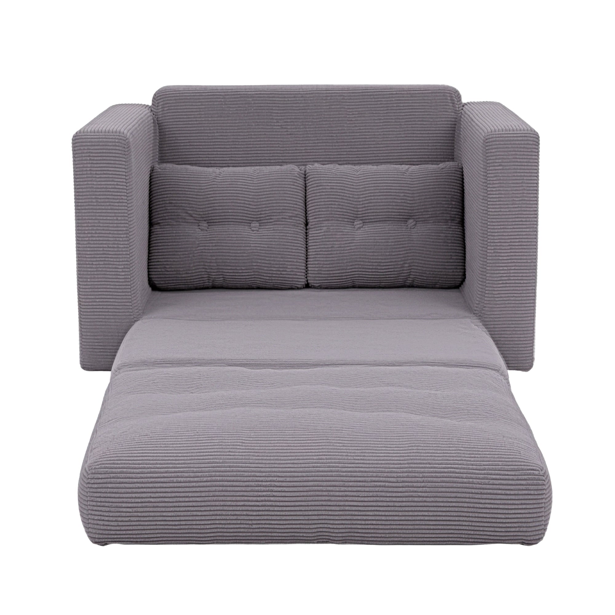 2 Seater Corduroy Convertible Sofa Bed Pull Out Boneless Couch Grey - Furniture > Sofas > Sofas & Sofa Beds - Rivercity House & Home Co. (ABN 18 642 972 209) - Affordable Modern Furniture Australia