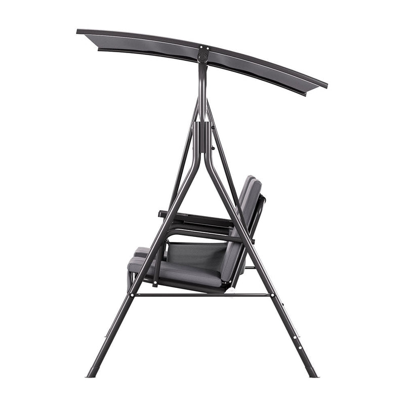 2 Seater Outdoor Patio Swing Chair With Cup Holders - Grey - Furniture > Outdoor - Rivercity House & Home Co. (ABN 18 642 972 209) - Affordable Modern Furniture Australia