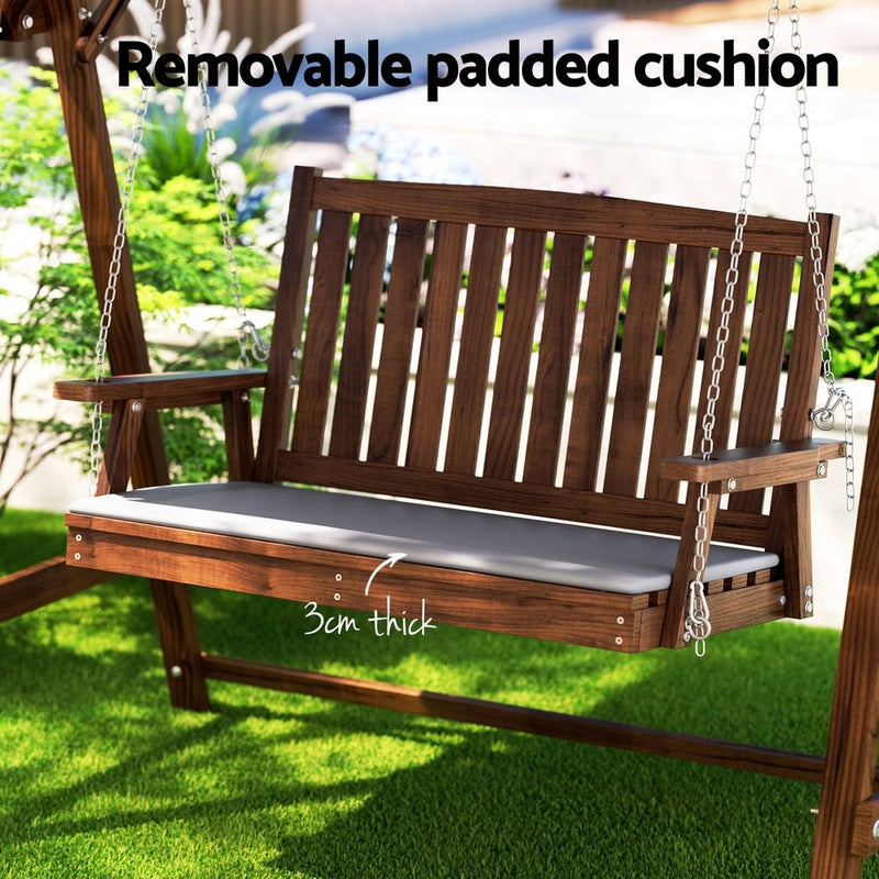 2 Seater Outdoor Wooden Swing Chair - Rivercity House & Home Co. (ABN 18 642 972 209) - Affordable Modern Furniture Australia