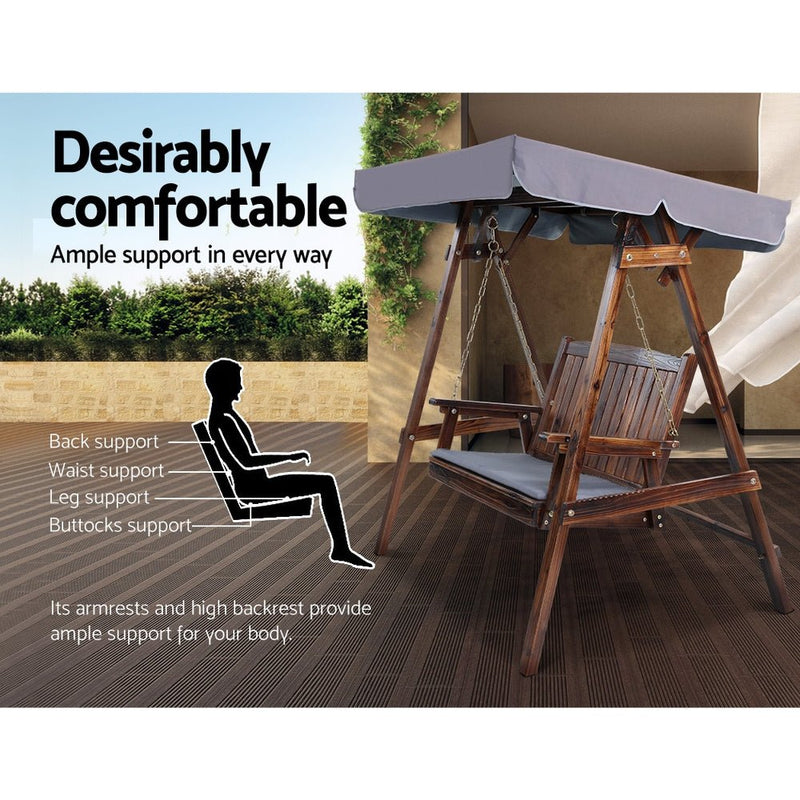 2 Seater Outdoor Wooden Swing Chair - Rivercity House & Home Co. (ABN 18 642 972 209) - Affordable Modern Furniture Australia