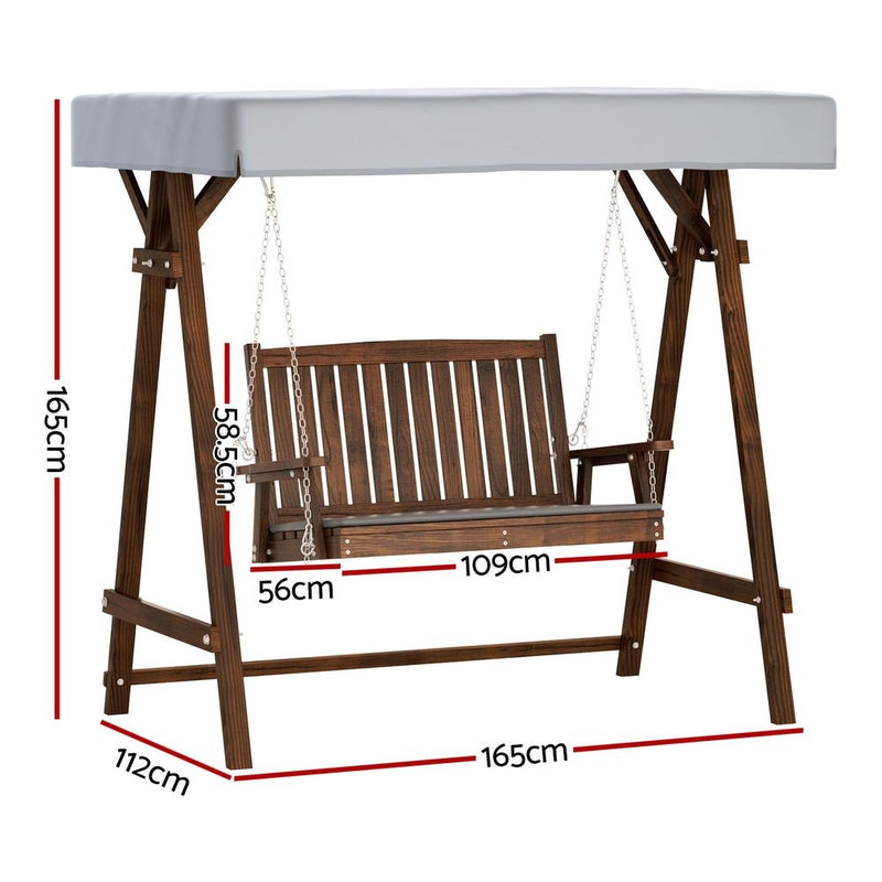 2 Seater Outdoor Wooden Swing Chair - Rivercity House & Home Co. (ABN 18 642 972 209) - Affordable Modern Furniture Australia