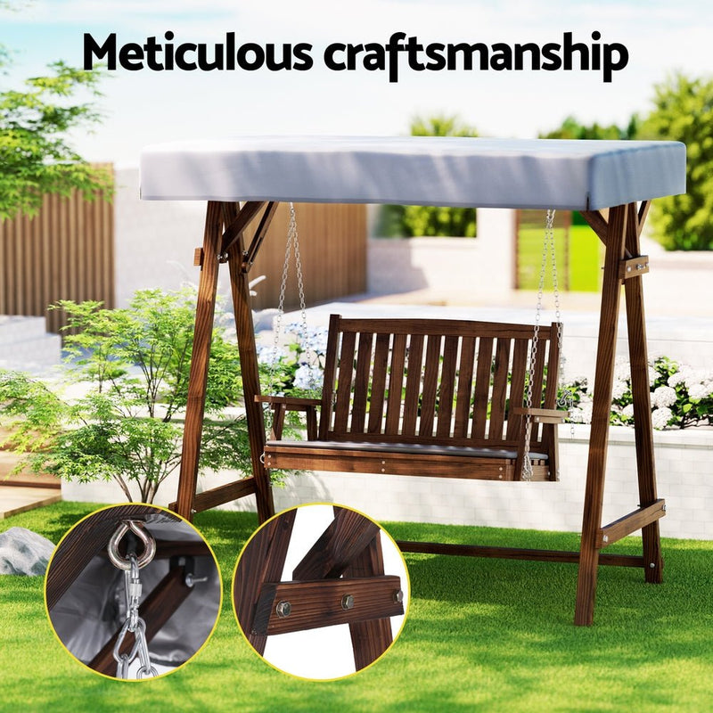 2 Seater Outdoor Wooden Swing Chair - Rivercity House & Home Co. (ABN 18 642 972 209) - Affordable Modern Furniture Australia