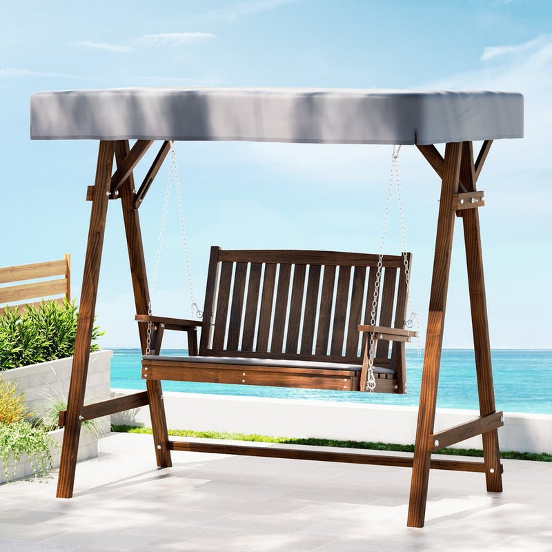 2 Seater Outdoor Wooden Swing Chair - Rivercity House & Home Co. (ABN 18 642 972 209) - Affordable Modern Furniture Australia