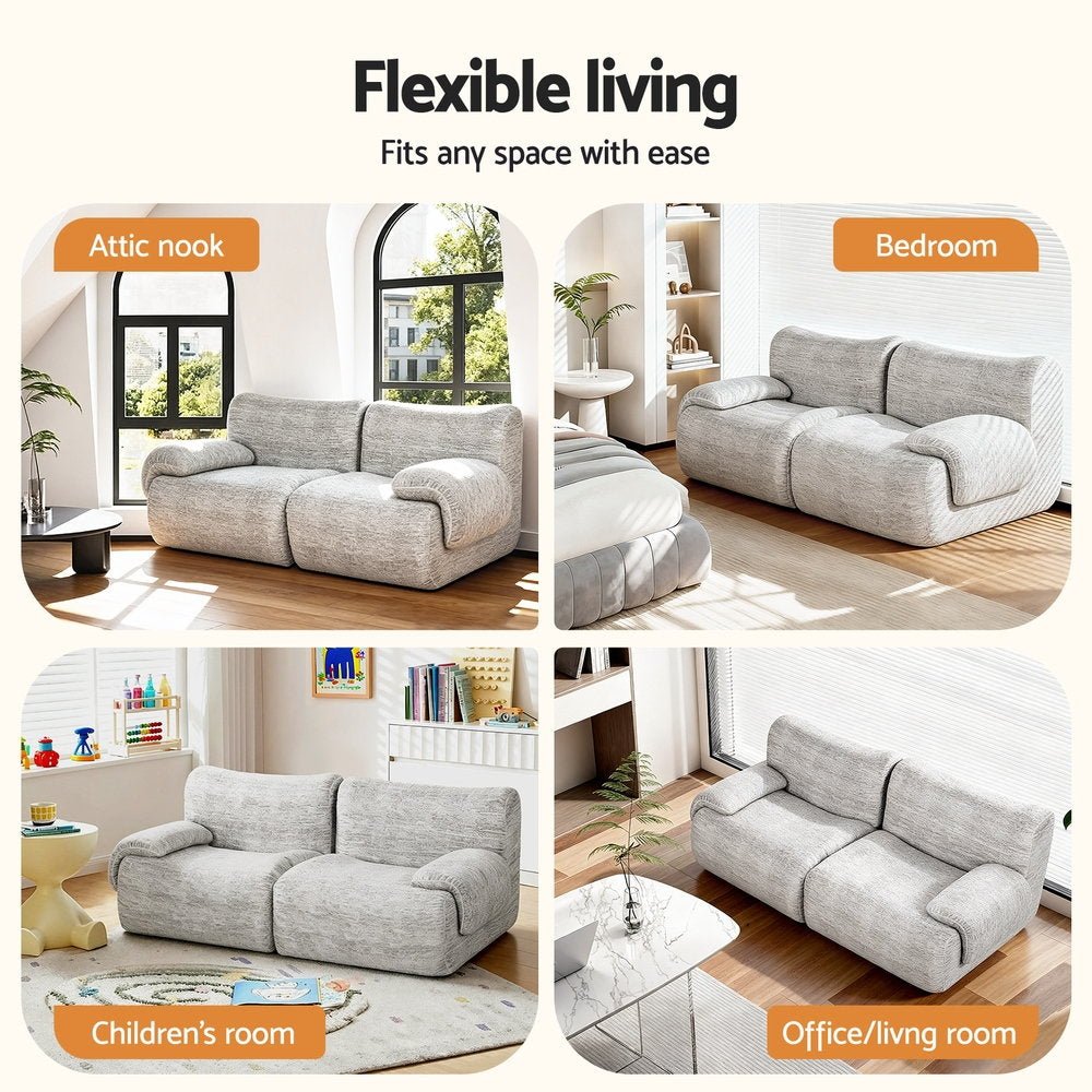 2 Seater Sofa Modular Sectional Sofas Couch Bed No Assembly Living Room Grey - Furniture > Sofas > Sofas & Sofa Beds - Rivercity House & Home Co. (ABN 18 642 972 209) - Affordable Modern Furniture Australia