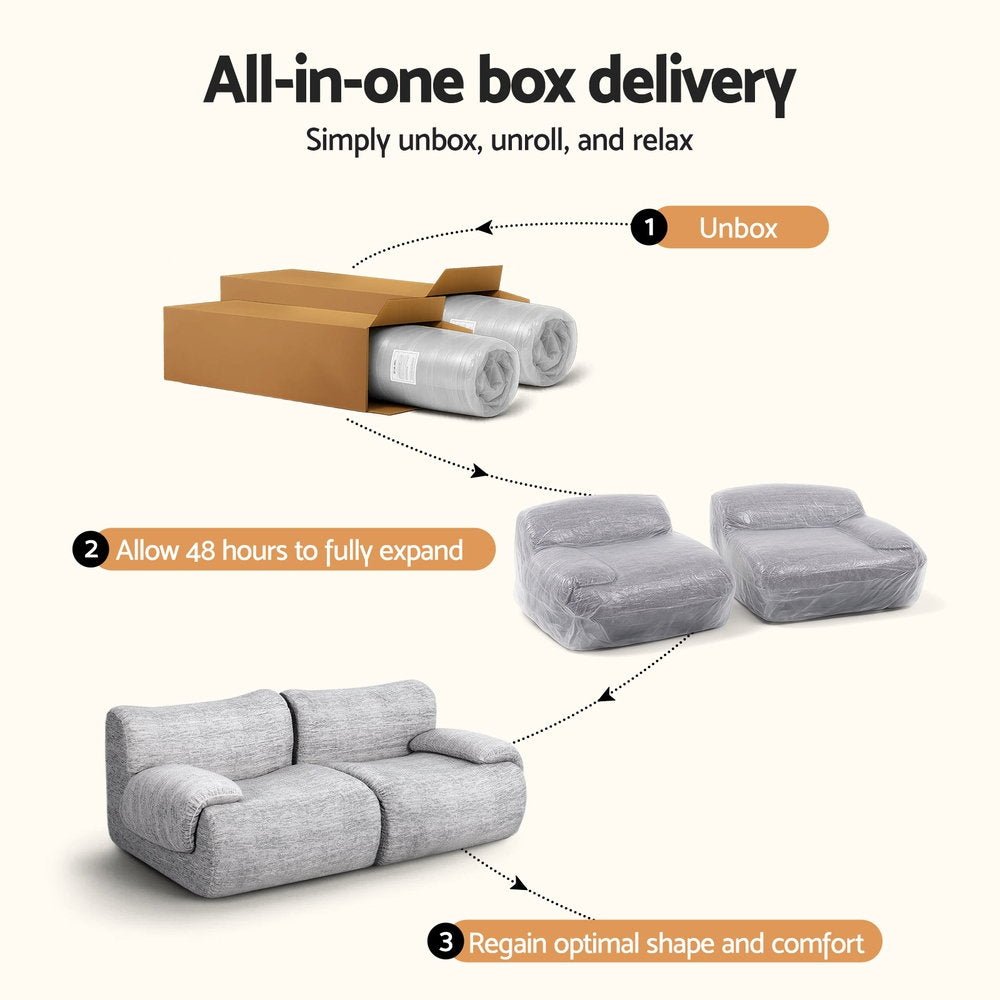 2 Seater Sofa Modular Sectional Sofas Couch Bed No Assembly Living Room Grey - Furniture > Sofas > Sofas & Sofa Beds - Rivercity House & Home Co. (ABN 18 642 972 209) - Affordable Modern Furniture Australia