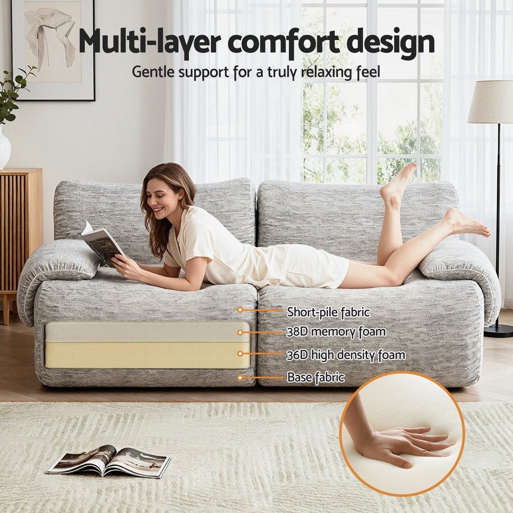 2 Seater Sofa Modular Sectional Sofas Couch Bed No Assembly Living Room Grey - Furniture > Sofas > Sofas & Sofa Beds - Rivercity House & Home Co. (ABN 18 642 972 209) - Affordable Modern Furniture Australia