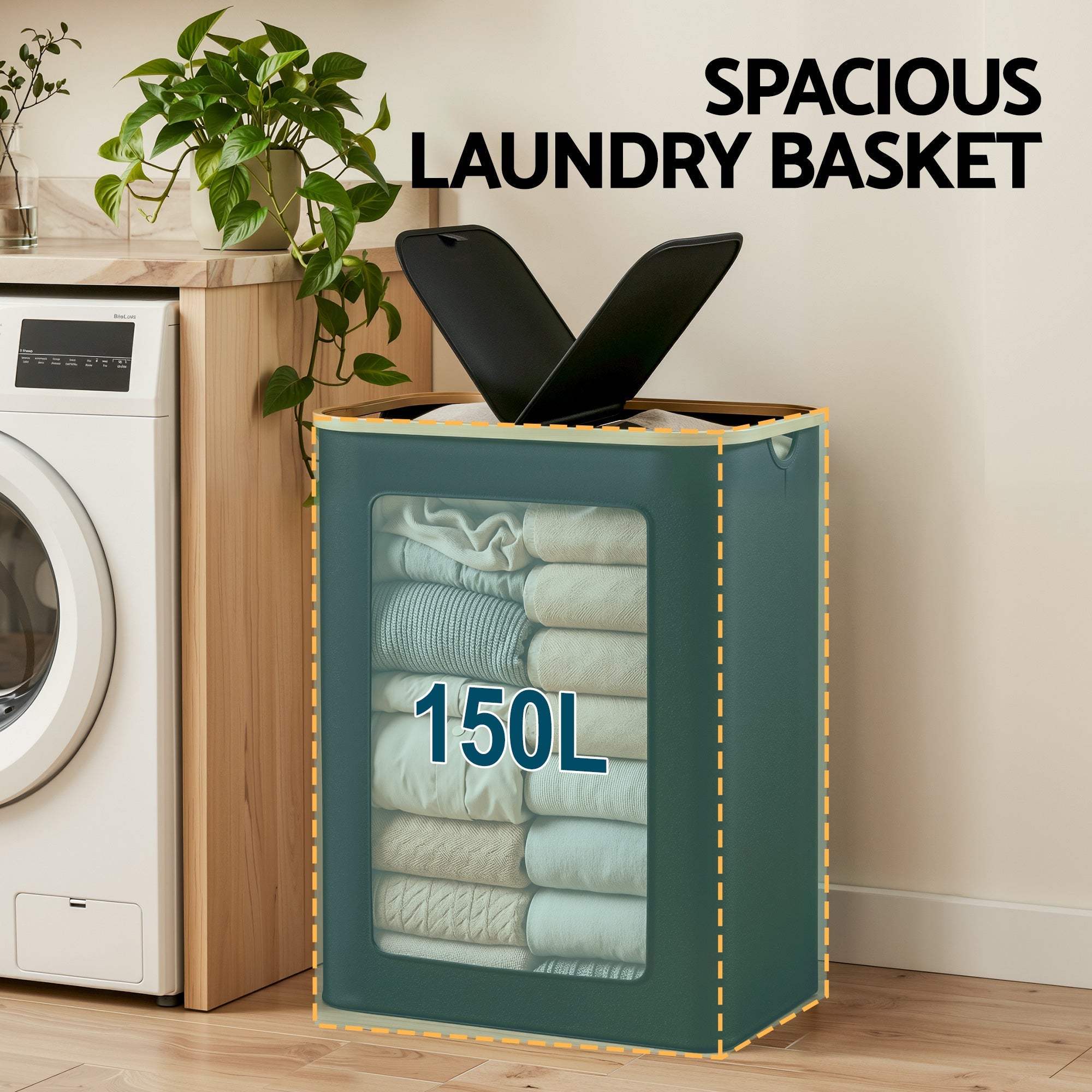 2 Sections Laundry Basket with Removable Bags Foldable Black - Home & Garden > Laundry & Cleaning > Laundry Baskets - Rivercity House & Home Co. (ABN 18 642 972 209) - Affordable Modern Furniture Australia