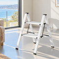 2 Step Folding Aluminium Step Ladder with Platform - Silver