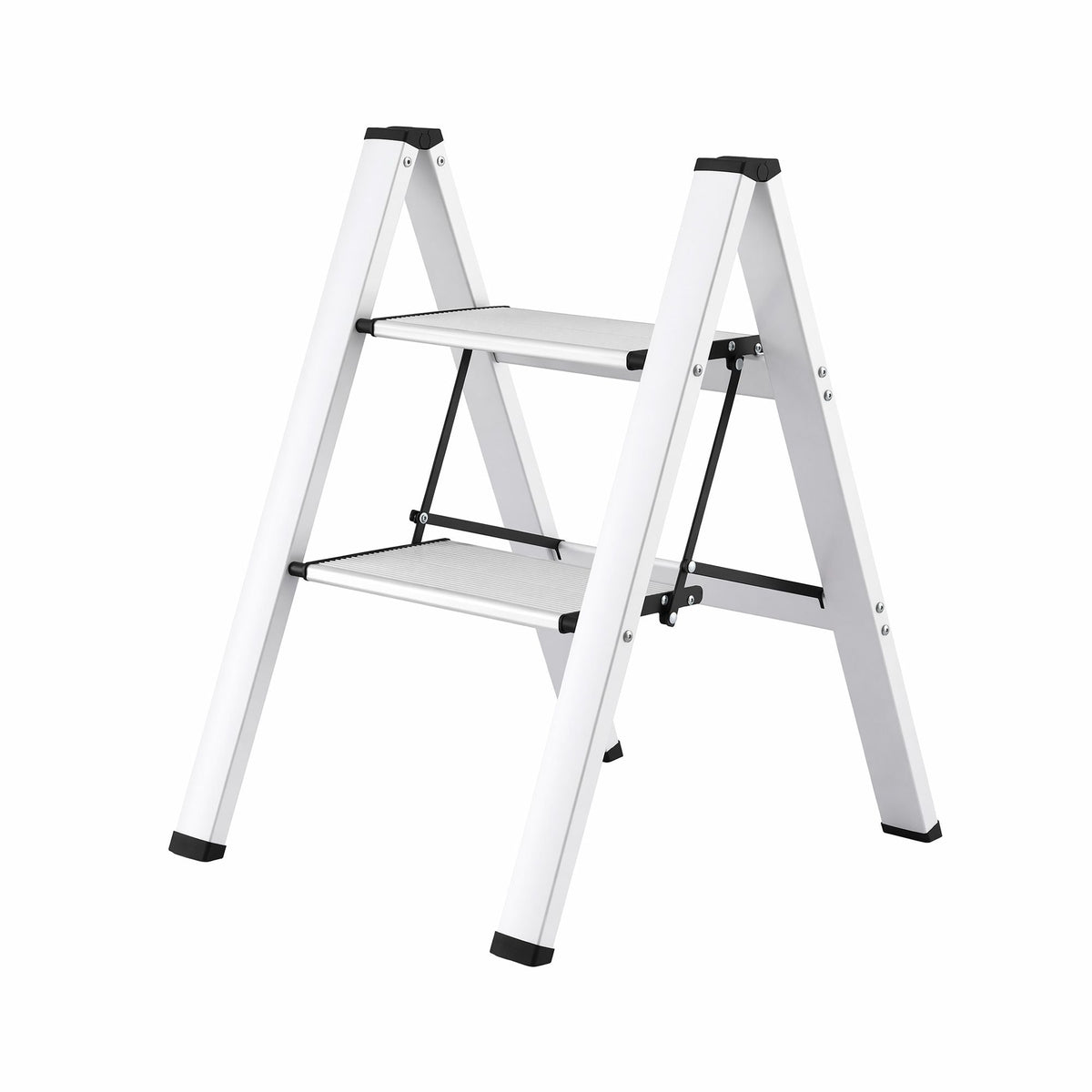 2 Step Folding Aluminium Step Ladder with Platform - Silver - Tools > Industrial Tools > Ladders & Scaffolding - Rivercity House & Home Co. (ABN 18 642 972 209) - Affordable Modern Furniture Australia