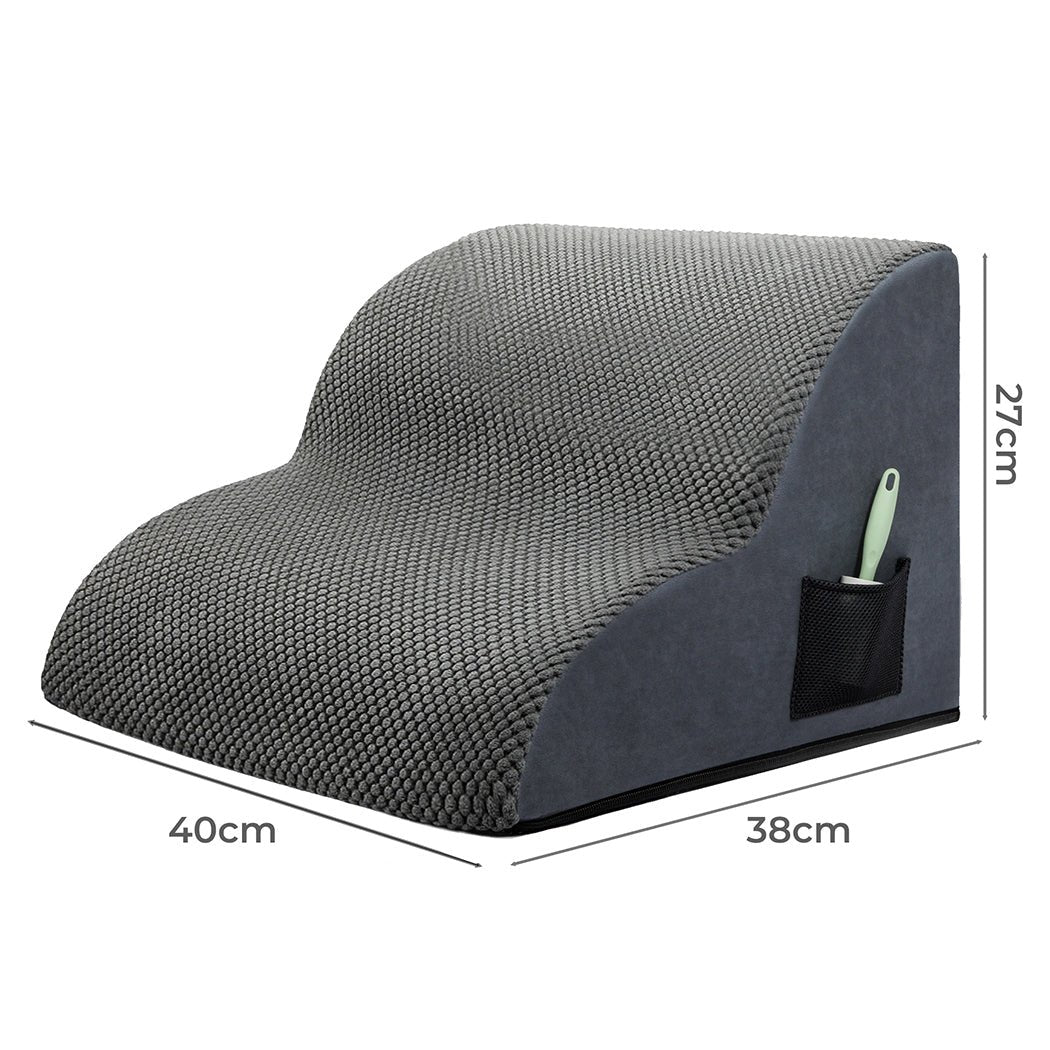 2 - Step Pet Stairs with High - Density Foam and Non - Slip Surface - Grey - Rivercity House & Home Co. (ABN 18 642 972 209) - Affordable Modern Furniture Australia
