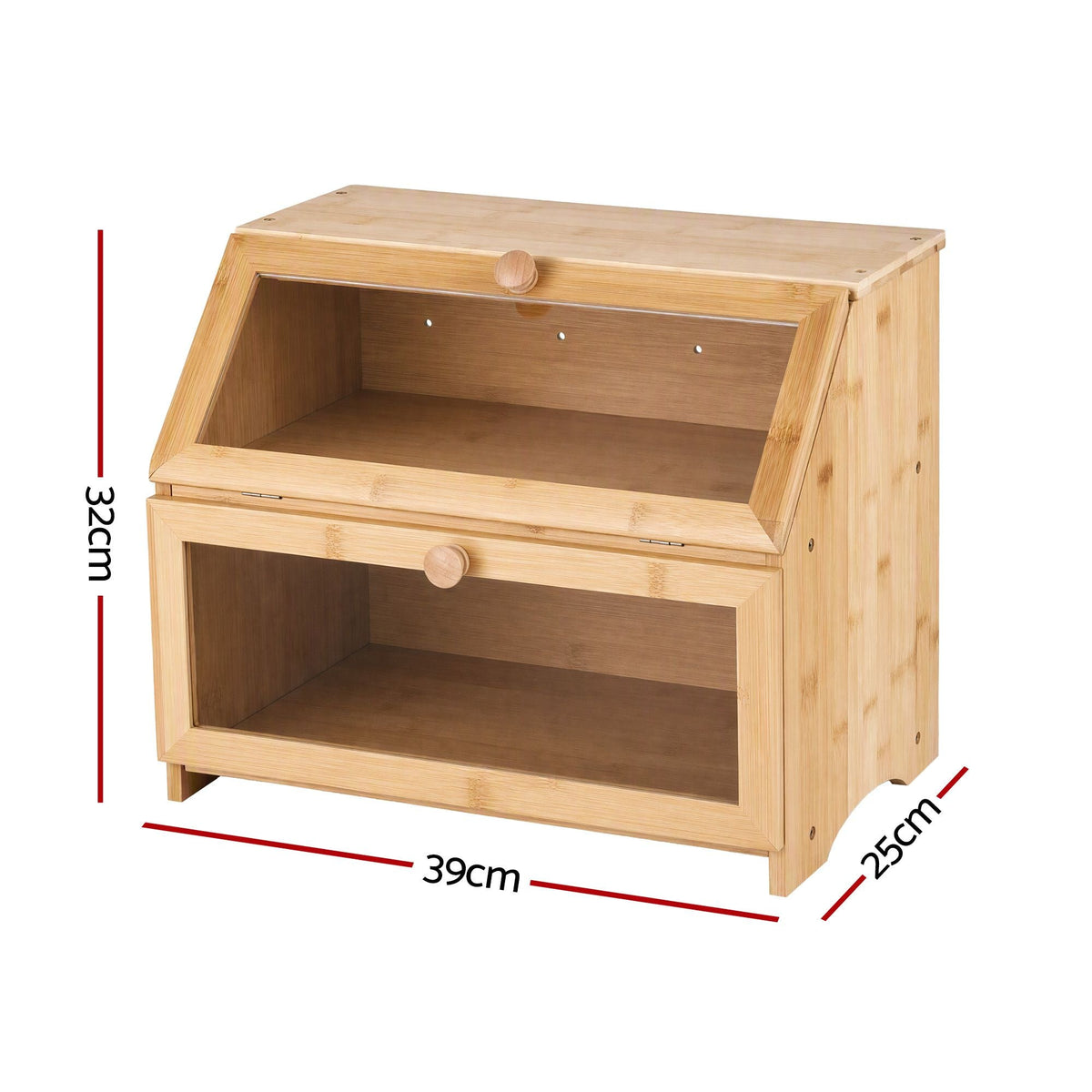 2-Tier Bamboo Bread Box 39cm with Clear Viewing Windows - Natural - Home & Garden > Kitchenware > Food Storage - Rivercity House & Home Co. (ABN 18 642 972 209) - Affordable Modern Furniture Australia