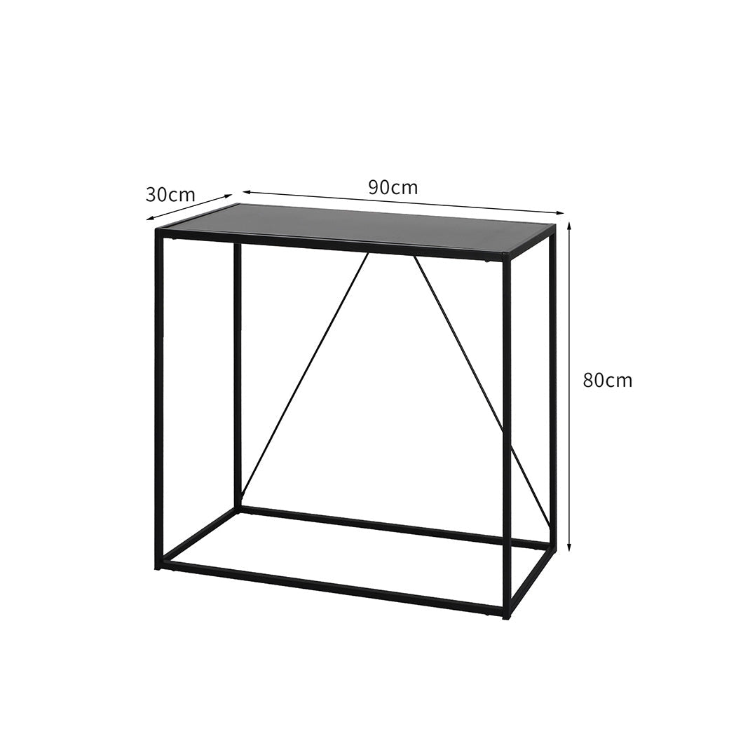 2 - Tier Console Table with Storage 90cm x 30cm x 80cm - Black - Rivercity House & Home Co. (ABN 18 642 972 209) - Affordable Modern Furniture Australia