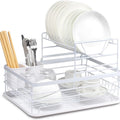 2-Tier Kitchen Counter Dish Drying Rack with Removable Drip Tray, Utensil Holder & Cutlery Organiser - Black