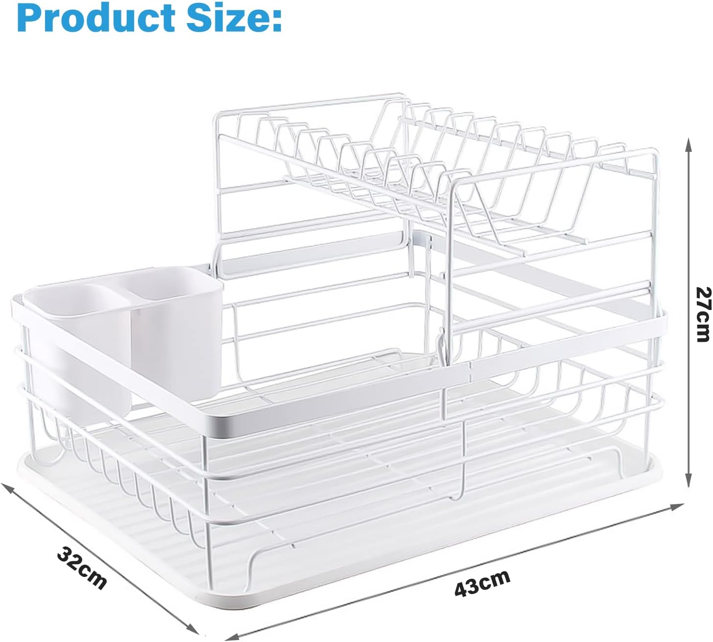 2 - Tier Dish Drying Rack for Kitchen Counter with Removable Drip Tray, Utensil Holder and Cutlery Organizer - Home & Garden > Kitchenware > Dish Racks - Rivercity House & Home Co. (ABN 18 642 972 209) - Affordable Modern Furniture Australia