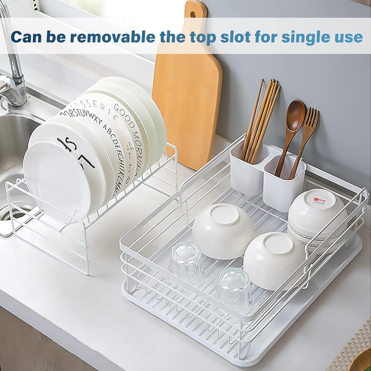 2 - Tier Dish Drying Rack for Kitchen Counter with Removable Drip Tray, Utensil Holder and Cutlery Organizer - Home & Garden > Kitchenware > Dish Racks - Rivercity House & Home Co. (ABN 18 642 972 209) - Affordable Modern Furniture Australia