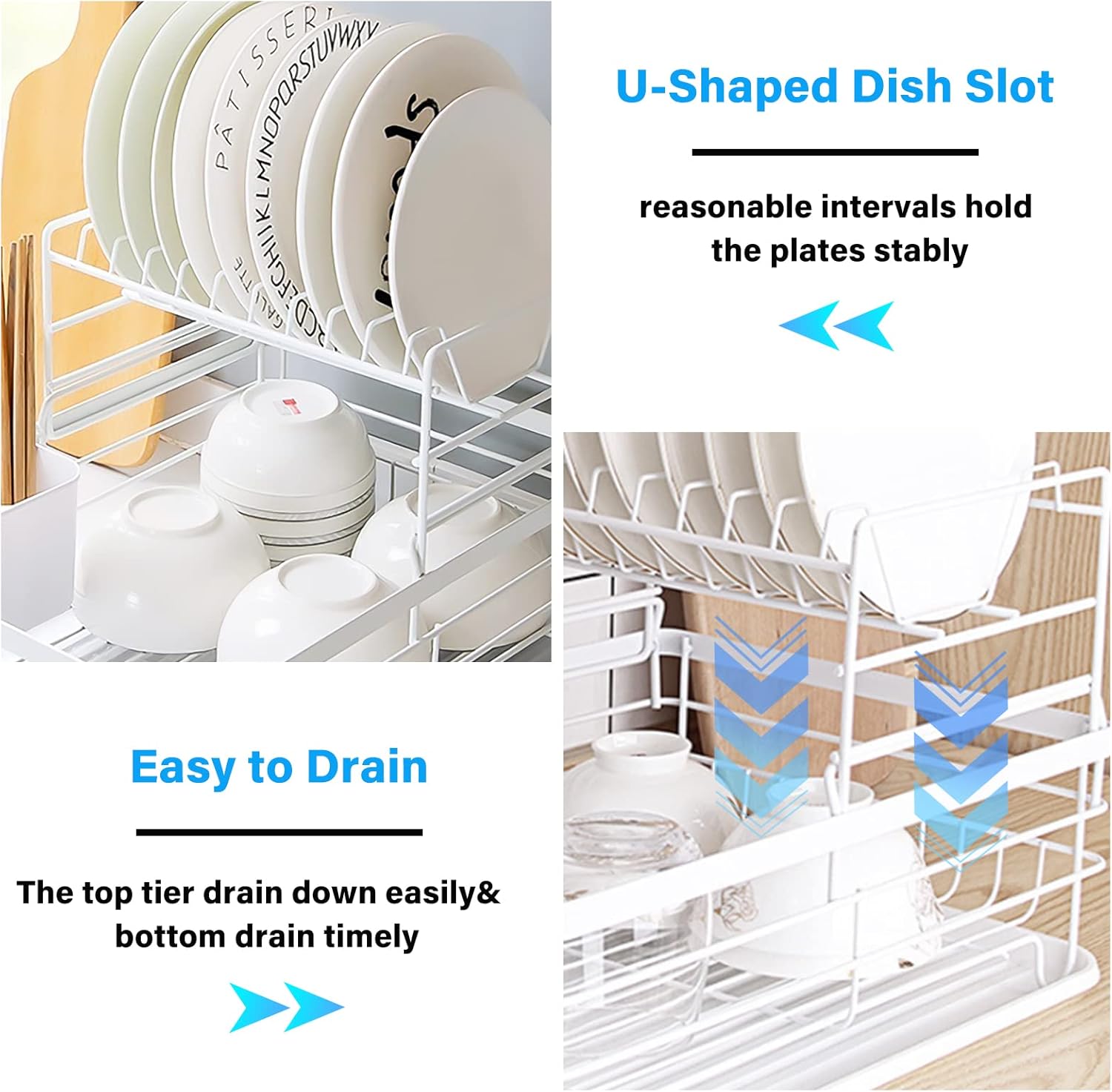 2 - Tier Dish Drying Rack for Kitchen Counter with Removable Drip Tray, Utensil Holder and Cutlery Organizer - Home & Garden > Kitchenware > Dish Racks - Rivercity House & Home Co. (ABN 18 642 972 209) - Affordable Modern Furniture Australia