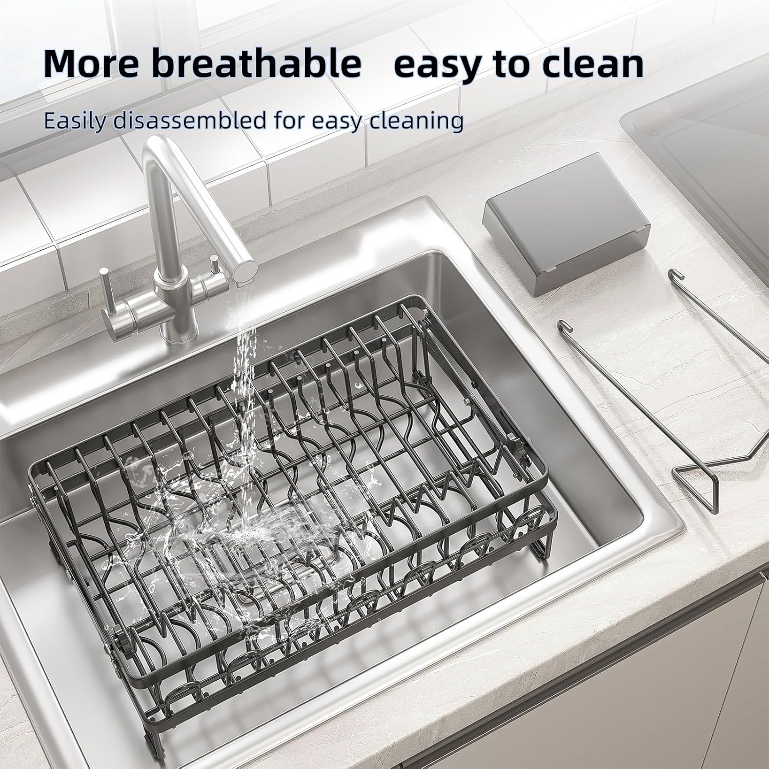 2 - Tier Dish Drying Rack with Drainage Tray, Utensil Holder, Cup Hooks & Cutting Board Rack for Kitchen (Black) - Home & Garden > Kitchenware > Dish Racks - Rivercity House & Home Co. (ABN 18 642 972 209) - Affordable Modern Furniture Australia