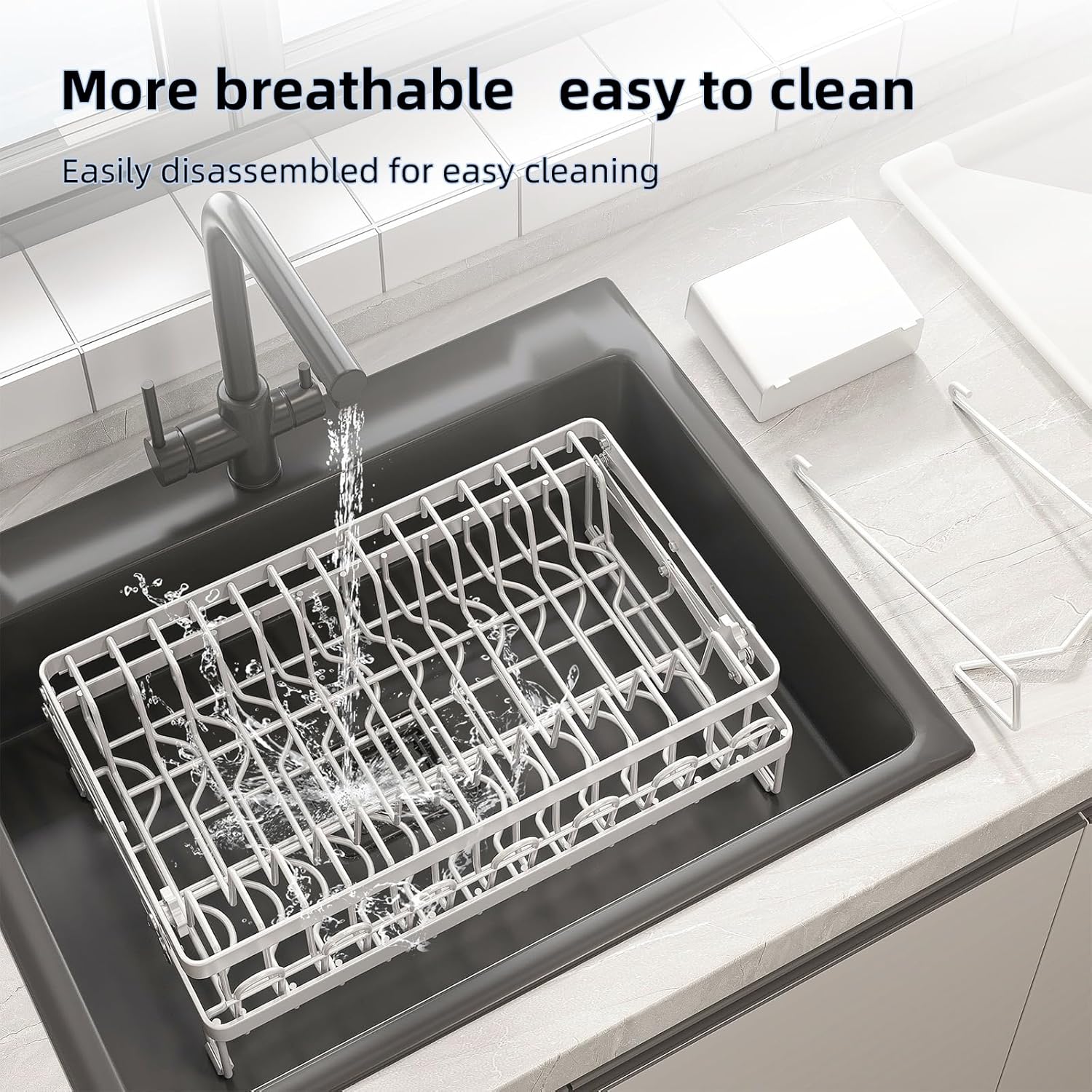 2 - Tier Dish Drying Rack with Drainage Tray, Utensil Holder, Cup Hooks & Cutting Board Rack for Kitchen (White) - Home & Garden > Kitchenware > Dish Racks - Rivercity House & Home Co. (ABN 18 642 972 209) - Affordable Modern Furniture Australia