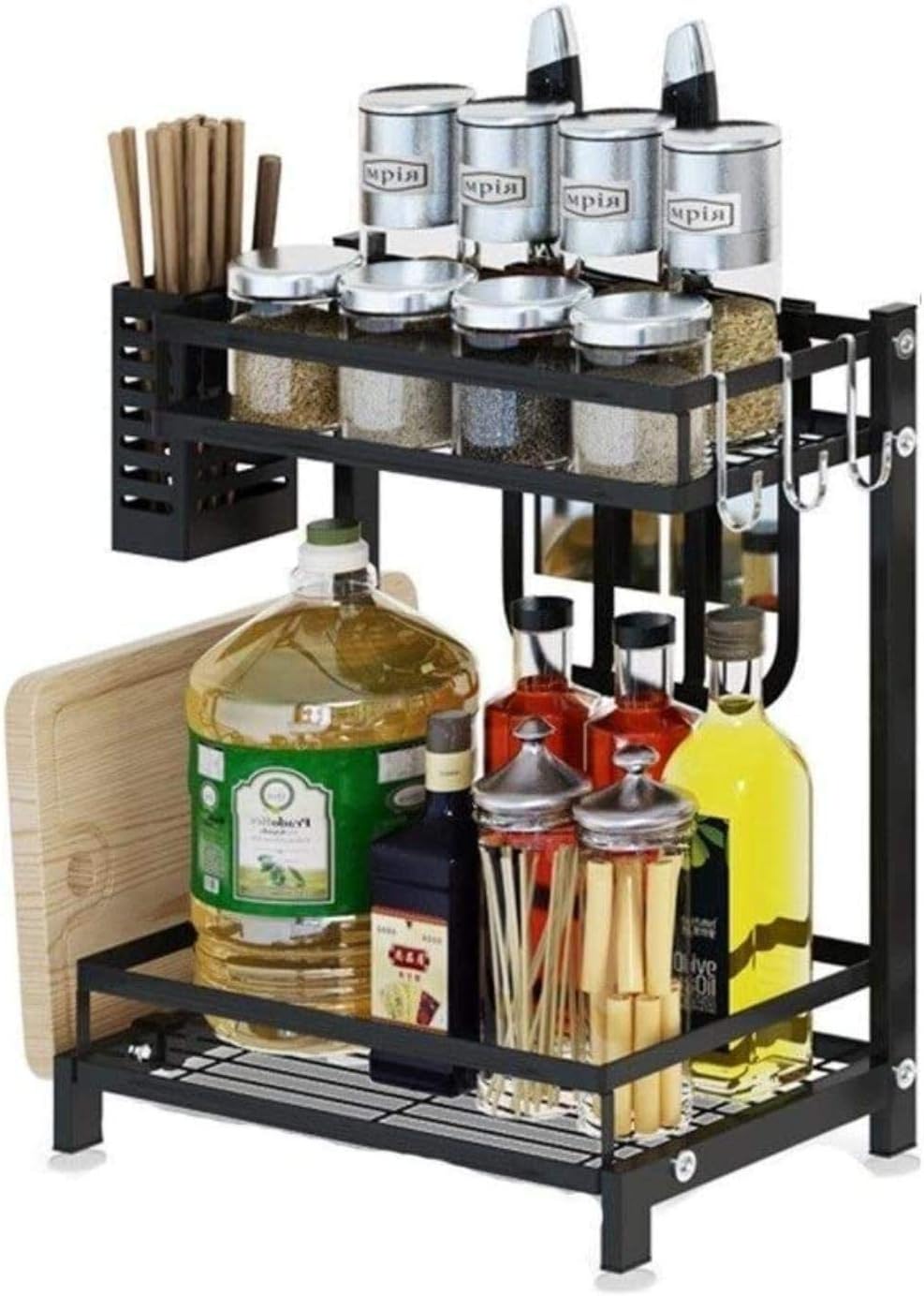 2 - Tier Kitchen Spice Rack Organizer Storage Shelf for Condiments, Oil Bottles, Utensils, Cutting Board & More - Home & Garden > DIY > Kitchen & Bathroom DIY - Rivercity House & Home Co. (ABN 18 642 972 209) - Affordable Modern Furniture Australia