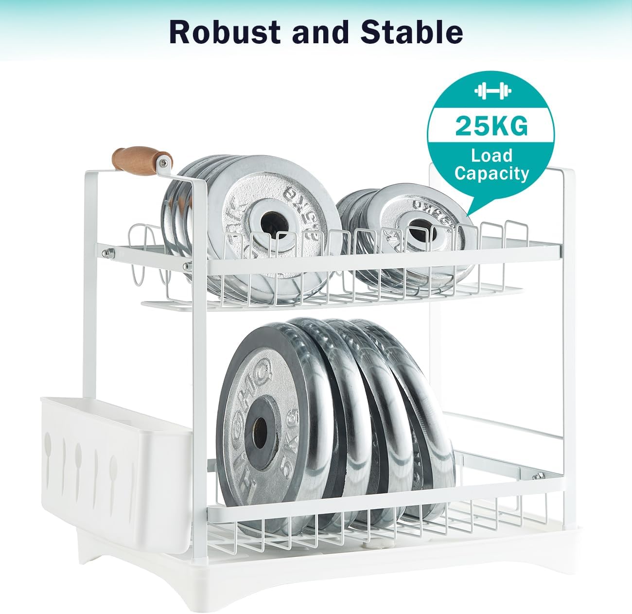 2 - Tier Large Dish Drying Rack with Drainboard, Utensil Holder, Glass Hooks & Cutlery Storage (White) - Home & Garden > Kitchenware > Dish Racks - Rivercity House & Home Co. (ABN 18 642 972 209) - Affordable Modern Furniture Australia