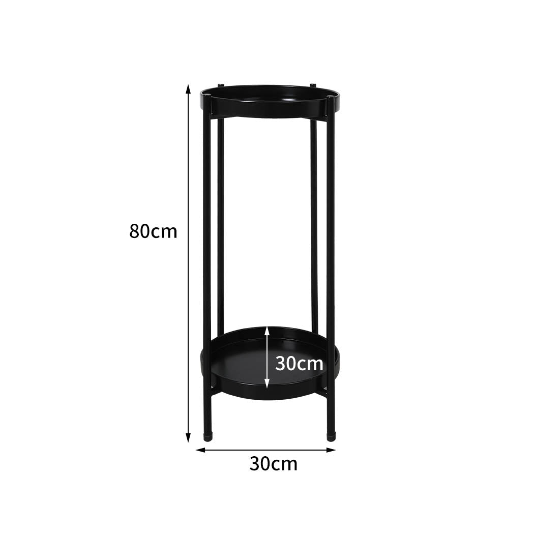 2 Tier Large Indoor Outdoor Plant Stand - Black - Rivercity House & Home Co. (ABN 18 642 972 209) - Affordable Modern Furniture Australia