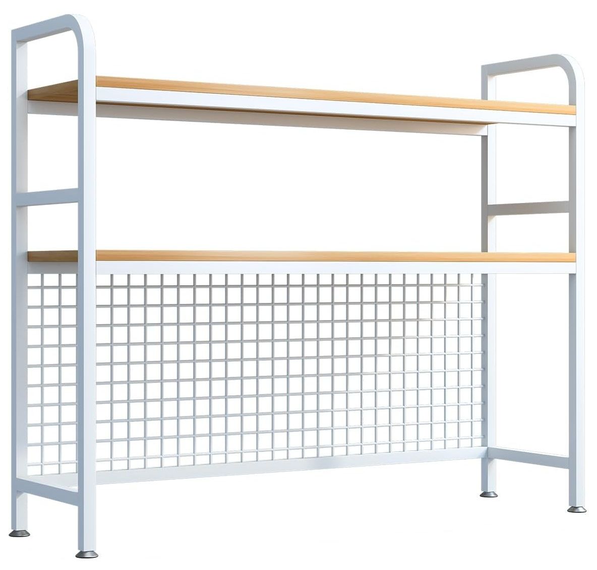 2 - Tier Metal Desktop Hutch Bookshelf with Grid Panel for Computer Desk and Office Countertop - Furniture > Office > Desks - Rivercity House & Home Co. (ABN 18 642 972 209) - Affordable Modern Furniture Australia