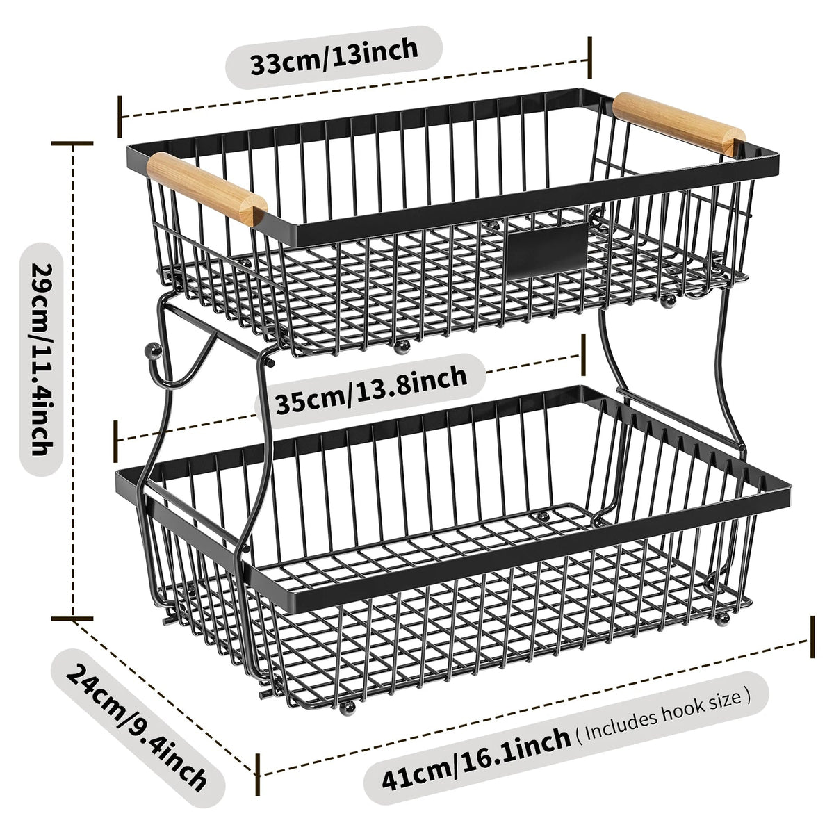 2-Tier Metal Fruit and Vegetable Storage Basket - Home & Garden > Kitchenware > Food Storage - Rivercity House & Home Co. (ABN 18 642 972 209) - Affordable Modern Furniture Australia