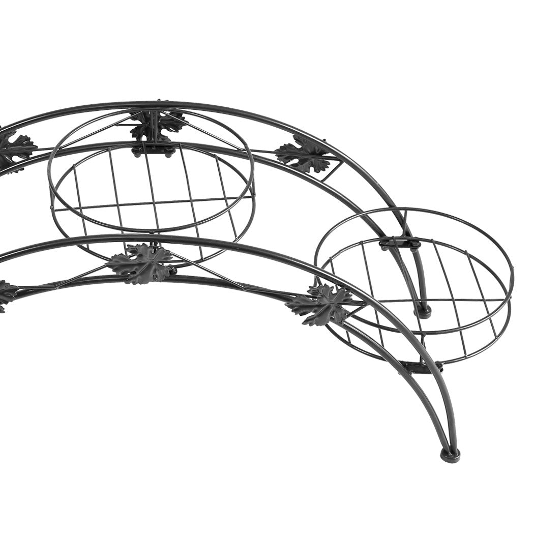 2 - Tier Metal Plant Stand for Indoor & Outdoor Use - Black (2 Pack) - Rivercity House & Home Co. (ABN 18 642 972 209) - Affordable Modern Furniture Australia