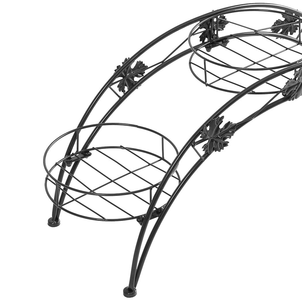 2 - Tier Metal Plant Stand for Indoor & Outdoor Use - Black (2 Pack) - Rivercity House & Home Co. (ABN 18 642 972 209) - Affordable Modern Furniture Australia