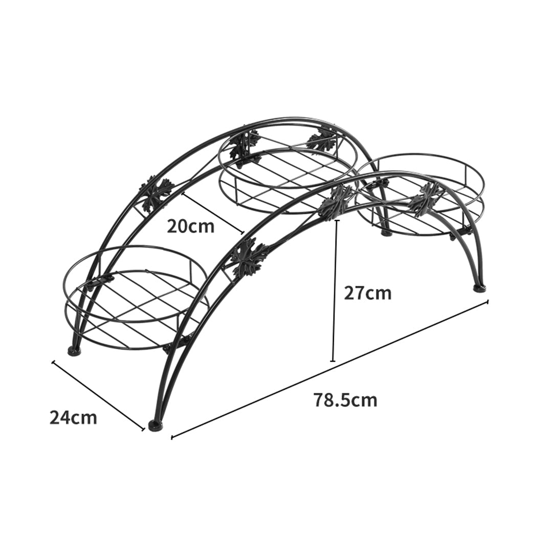 2 - Tier Metal Plant Stand for Indoor & Outdoor Use - Black (2 Pack) - Rivercity House & Home Co. (ABN 18 642 972 209) - Affordable Modern Furniture Australia