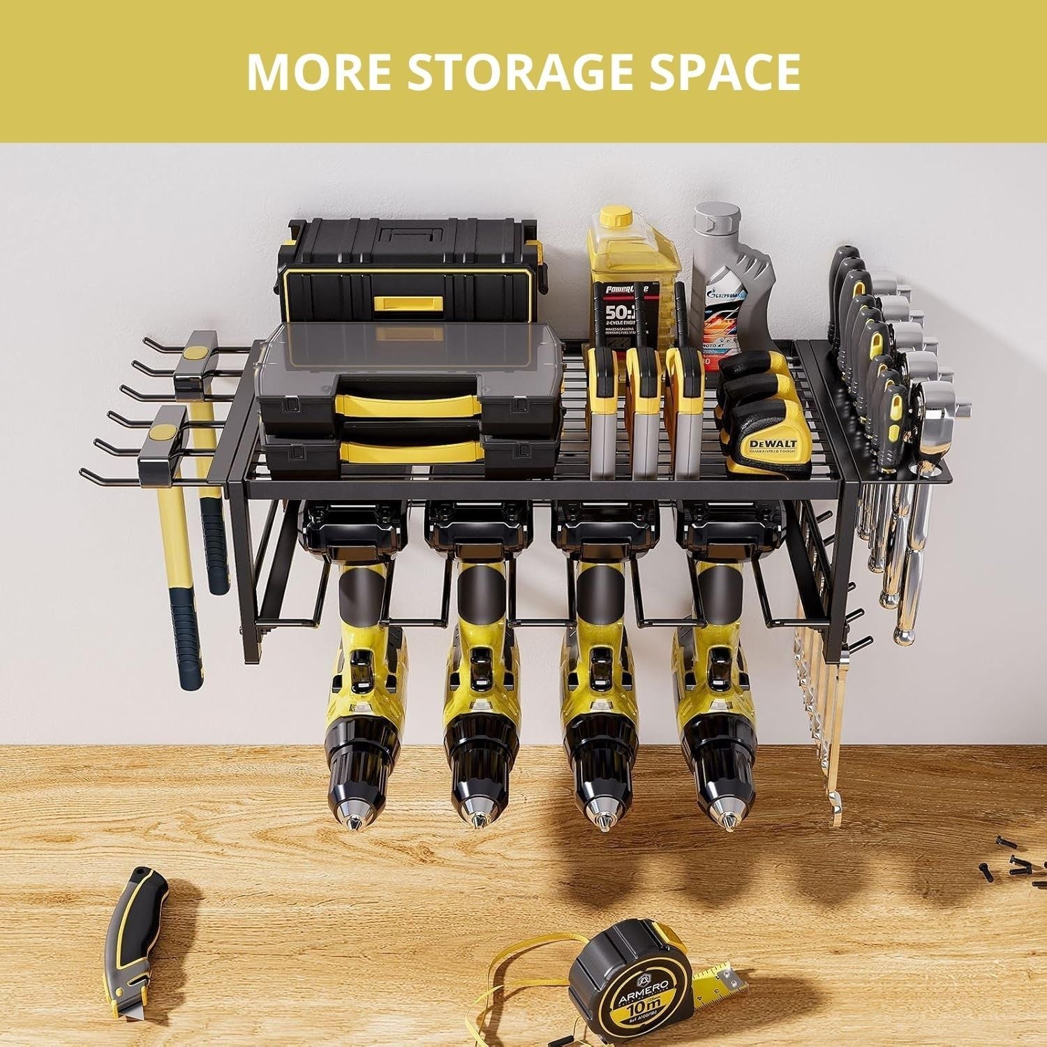 2 - Tier Power Tool Rack Organizer Wall Mount with Drill Holder & Wrench Hooks for Cordless Tools & Workshop Organization - Home & Garden > Garden Tools > Gardening Accessories - Rivercity House & Home Co. (ABN 18 642 972 209) - Affordable Modern Furniture Australia
