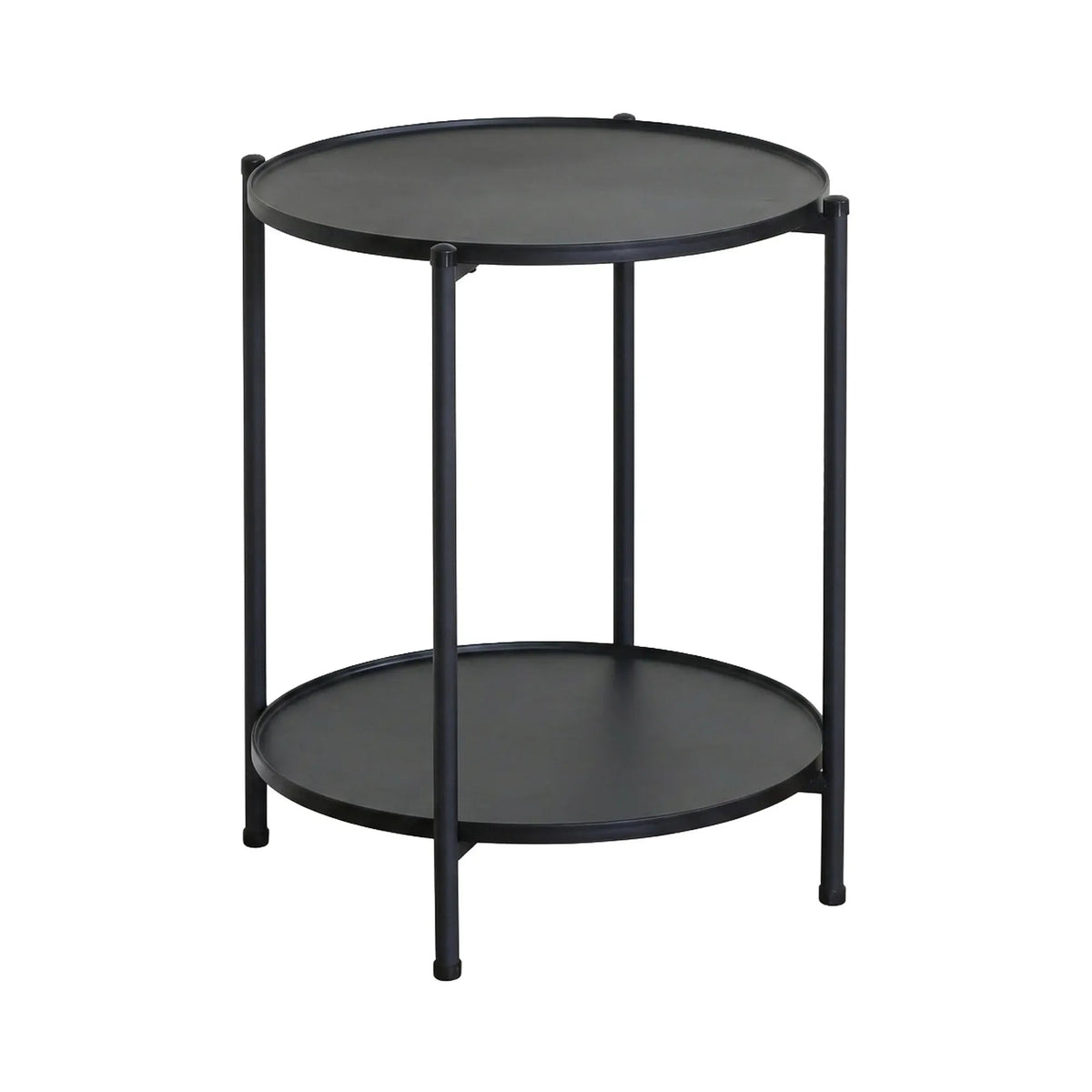 2 Tier Round Metal Side Table with Shelves Basic - Black - Furniture > Sofas > Sofa Accessories - Rivercity House & Home Co. (ABN 18 642 972 209) - Affordable Modern Furniture Australia