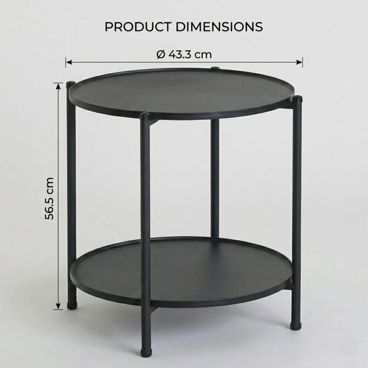 2 Tier Round Metal Side Table with Shelves Basic - Black - Furniture > Sofas > Sofa Accessories - Rivercity House & Home Co. (ABN 18 642 972 209) - Affordable Modern Furniture Australia