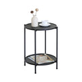 2 Tier Round Metal Side Table with Shelves Basic - Black