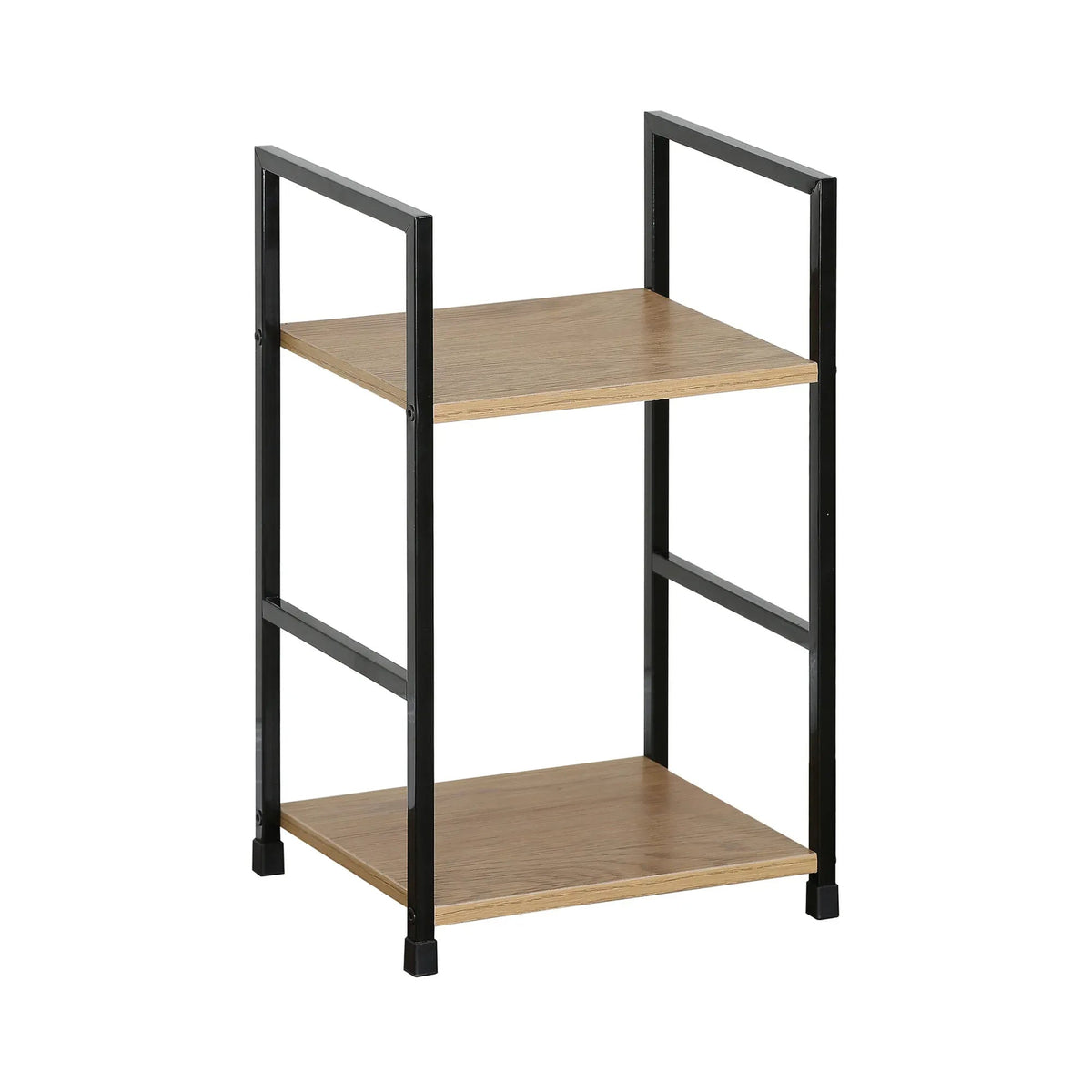 2 Tier Rustic Wood and Metal Bookshelf Display Shelf - Brown - Furniture > Living Room > Bookcases & Shelves - Rivercity House & Home Co. (ABN 18 642 972 209) - Affordable Modern Furniture Australia