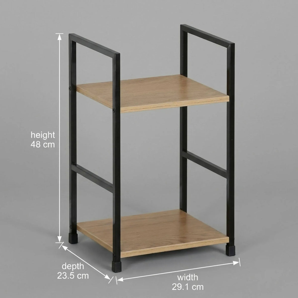 2 Tier Rustic Wood and Metal Bookshelf Display Shelf - Brown - Furniture > Living Room > Bookcases & Shelves - Rivercity House & Home Co. (ABN 18 642 972 209) - Affordable Modern Furniture Australia