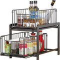 2 Tier Sliding Cabinet Organiser Drawer Storage Rack for Kitchen or Bathroom - Metal
