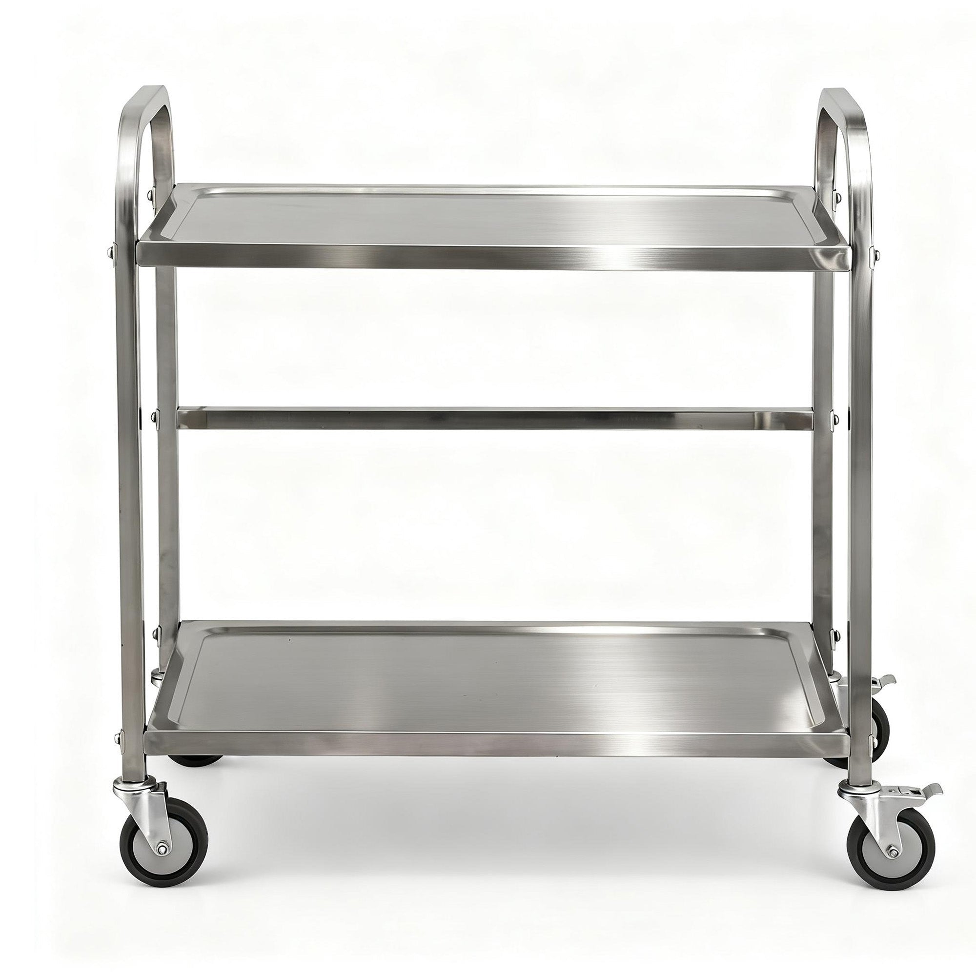 2 - Tier Stainless Steel Kitchen Trolley with Wheels 84x56x98cm - Furniture > Dining > Kitchen Sinks - Rivercity House & Home Co. (ABN 18 642 972 209) - Affordable Modern Furniture Australia