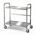 2-Tier Stainless Steel Kitchen Trolley 84x56x98cm with Wheels - Silver
