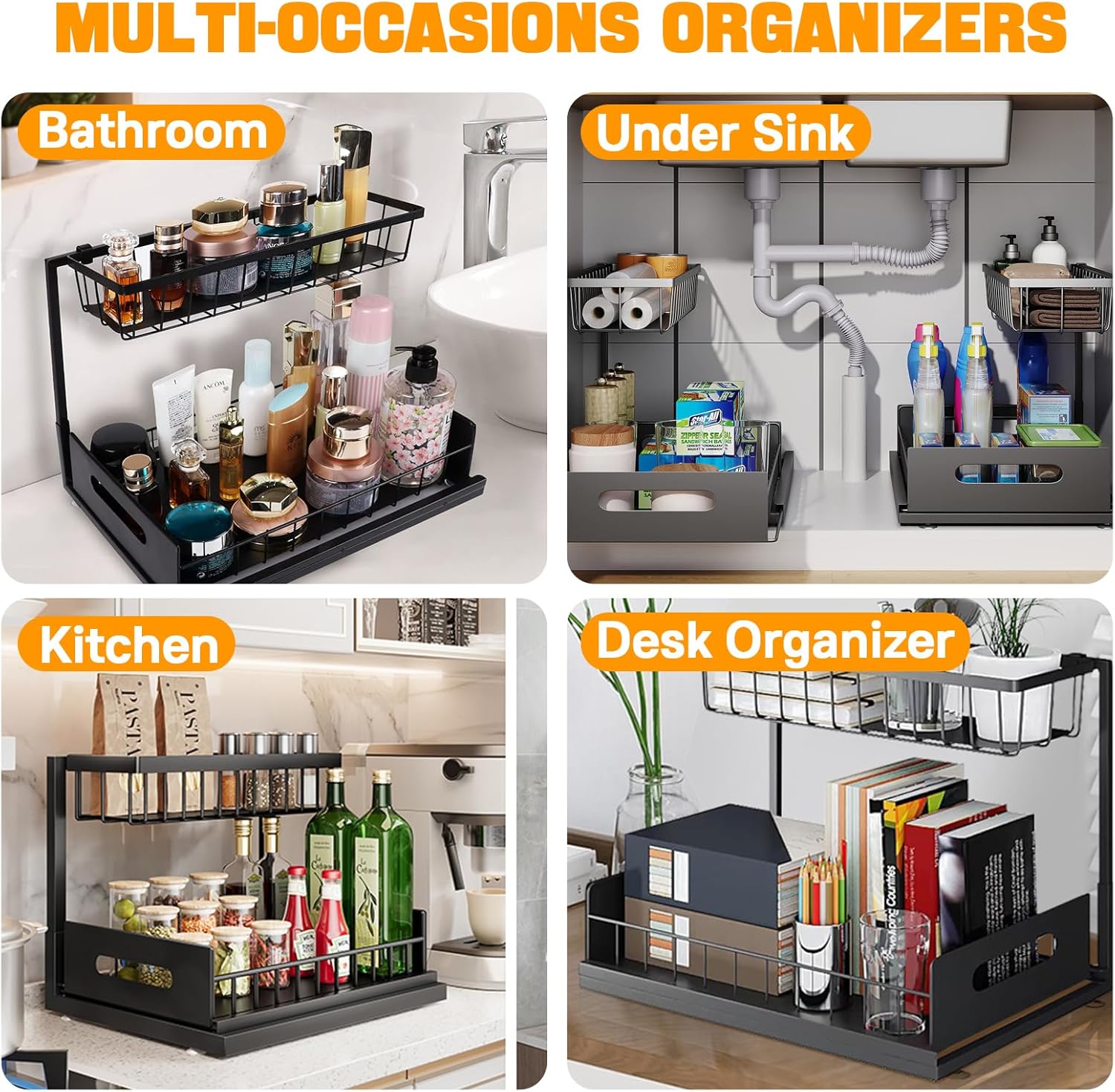 2 Tier Under Sink Organiser with Sliding Drawers for Kitchen & Bathroom - Home & Garden > DIY > Kitchen & Bathroom DIY - Rivercity House & Home Co. (ABN 18 642 972 209) - Affordable Modern Furniture Australia