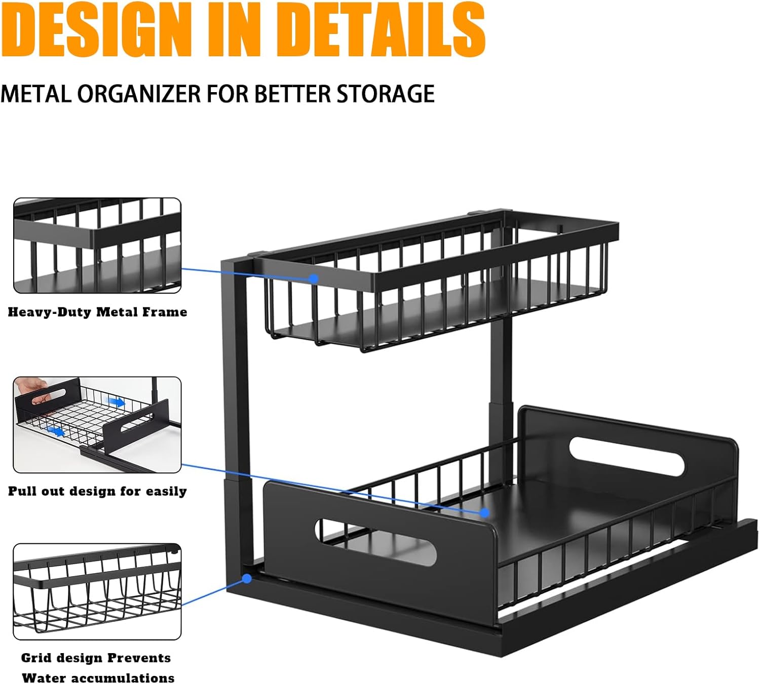 2 Tier Under Sink Organiser with Sliding Drawers for Kitchen & Bathroom - Home & Garden > DIY > Kitchen & Bathroom DIY - Rivercity House & Home Co. (ABN 18 642 972 209) - Affordable Modern Furniture Australia