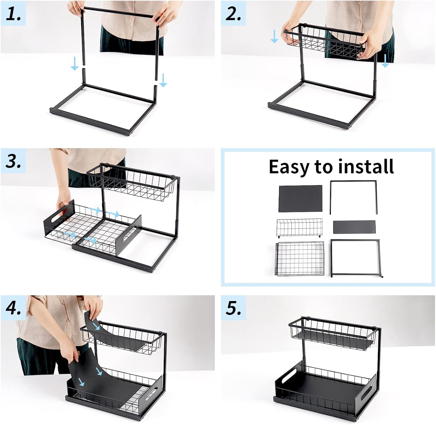 2 Tier Under Sink Organiser with Sliding Drawers for Kitchen & Bathroom - Home & Garden > DIY > Kitchen & Bathroom DIY - Rivercity House & Home Co. (ABN 18 642 972 209) - Affordable Modern Furniture Australia