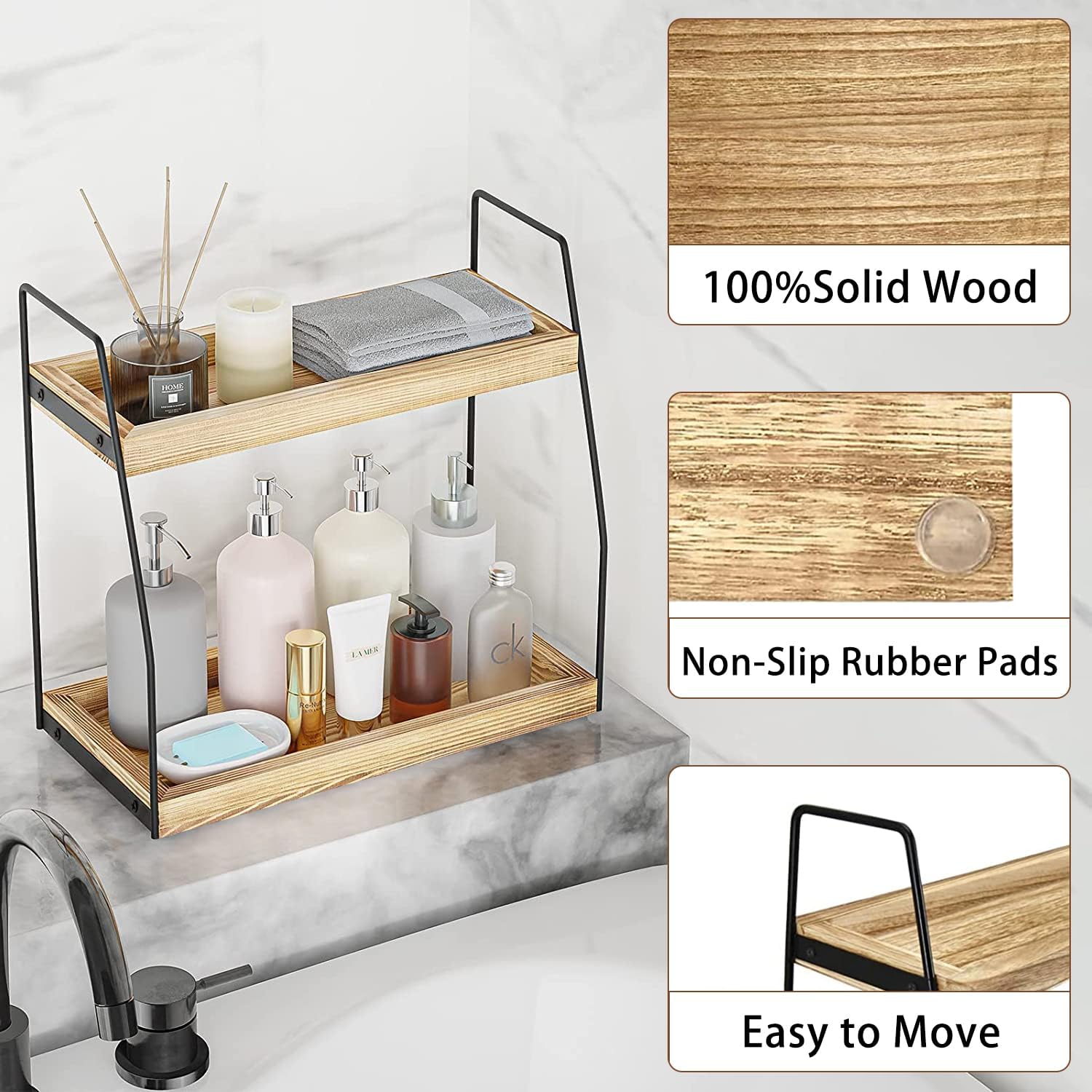 2 - Tier Wooden Coffee Station Rack Organizer for Coffee Bar, Condiments, Syrups, Storage Jars & Spice Storage Shelf - Furniture > Office > Storage Cabinets - Rivercity House & Home Co. (ABN 18 642 972 209) - Affordable Modern Furniture Australia