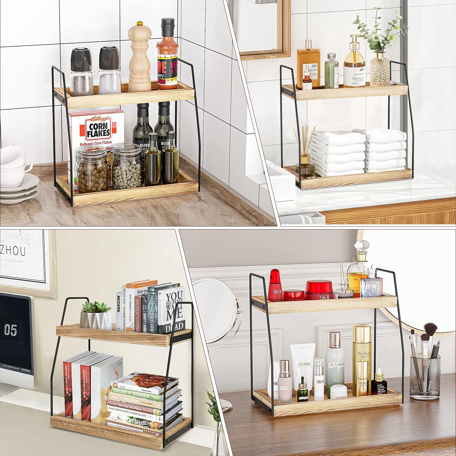 2 - Tier Wooden Coffee Station Rack Organizer for Coffee Bar, Condiments, Syrups, Storage Jars & Spice Storage Shelf - Furniture > Office > Storage Cabinets - Rivercity House & Home Co. (ABN 18 642 972 209) - Affordable Modern Furniture Australia