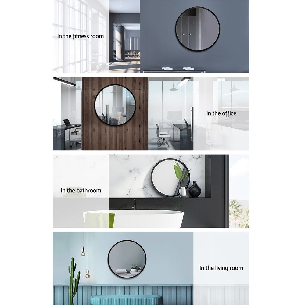 2 Wall Mirror Makeup 50cm Home Decor Framed Mirrors Bathroom Round Black - Health & Beauty > Makeup > Makeup Mirrors - Rivercity House & Home Co. (ABN 18 642 972 209) - Affordable Modern Furniture Australia